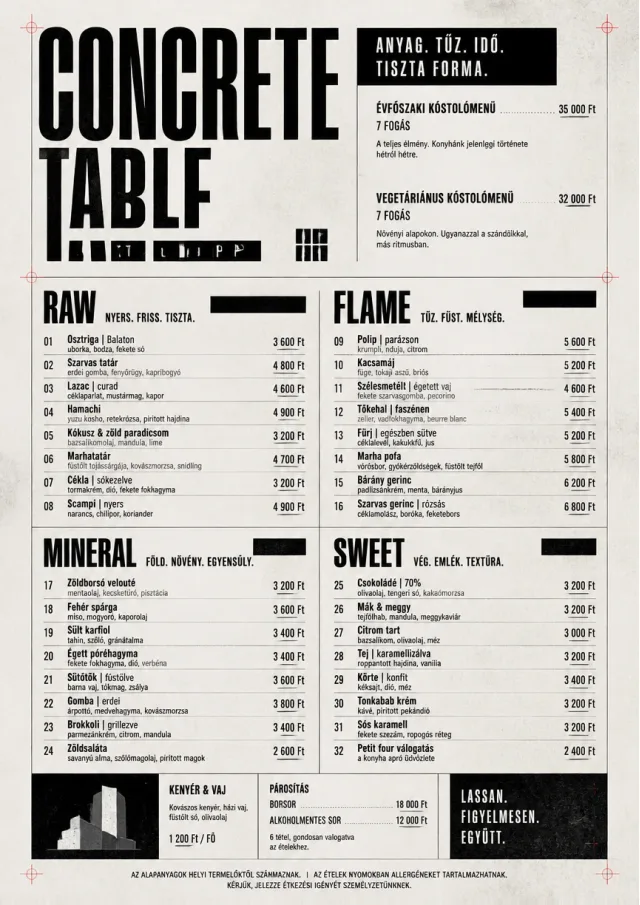 Monochrome Brutalism fancy-menu menu template preview