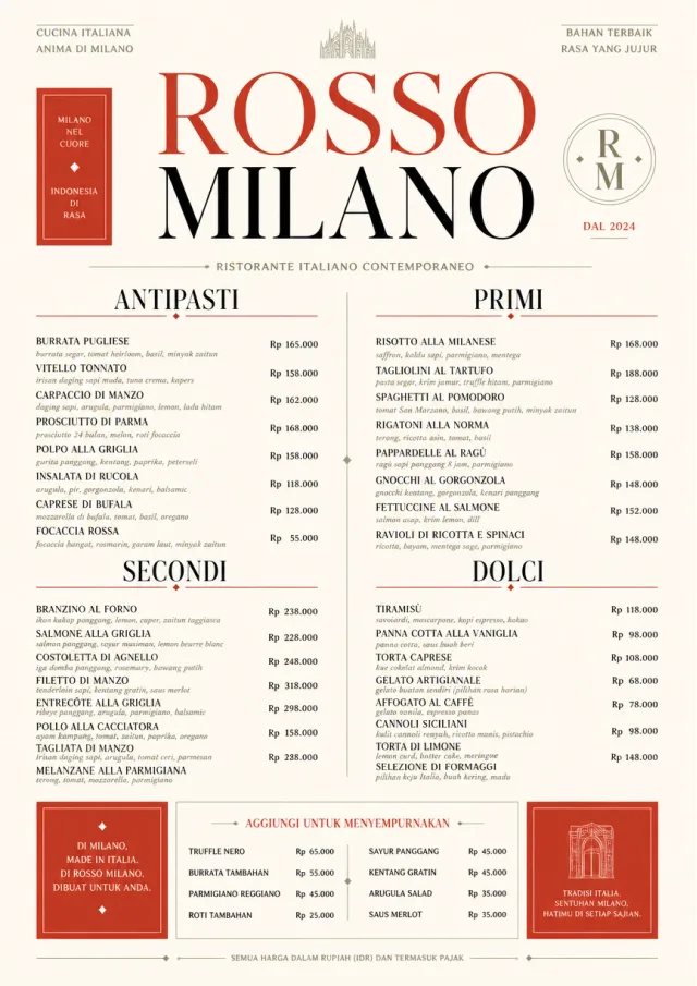 Milanese Modern fancy-menu menu template preview