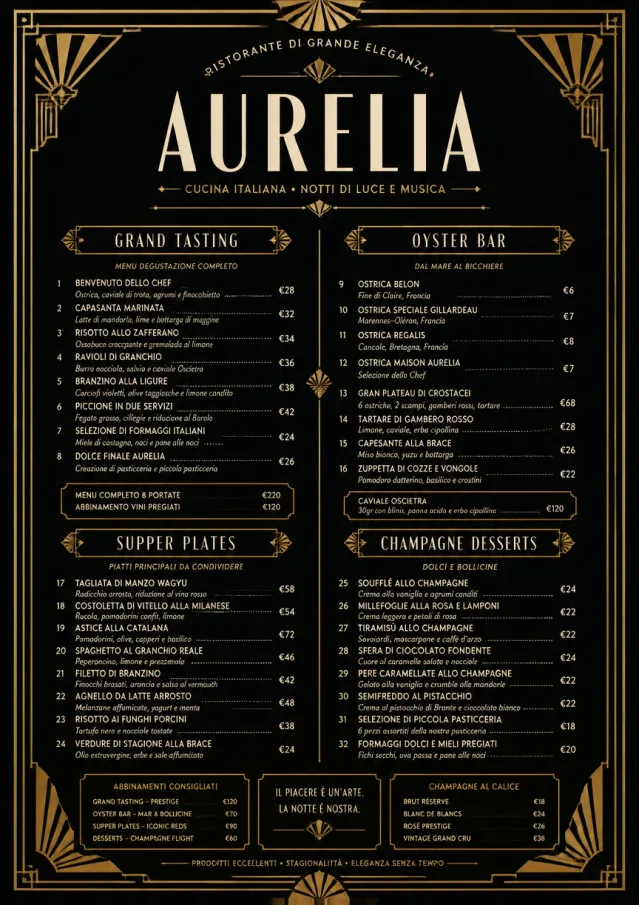 Art Deco Glamour fancy-menu menu template preview