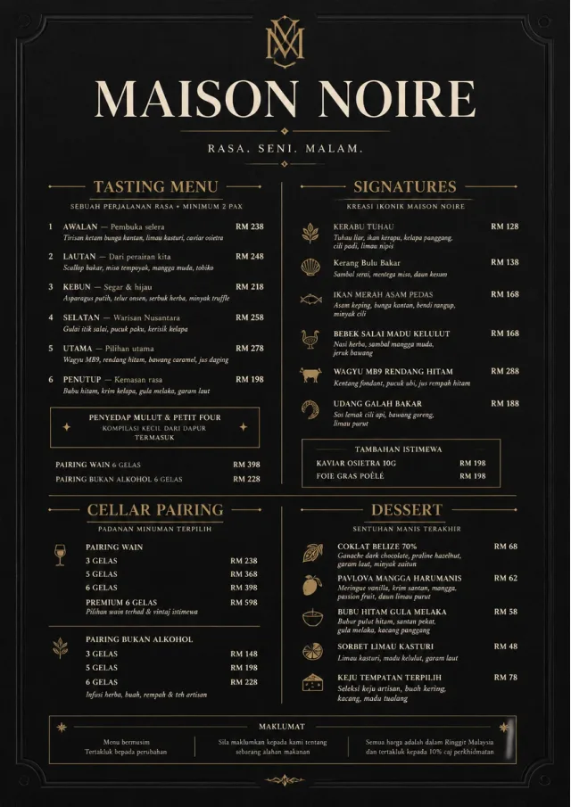 Matte Black Luxury fancy-menu menu template preview