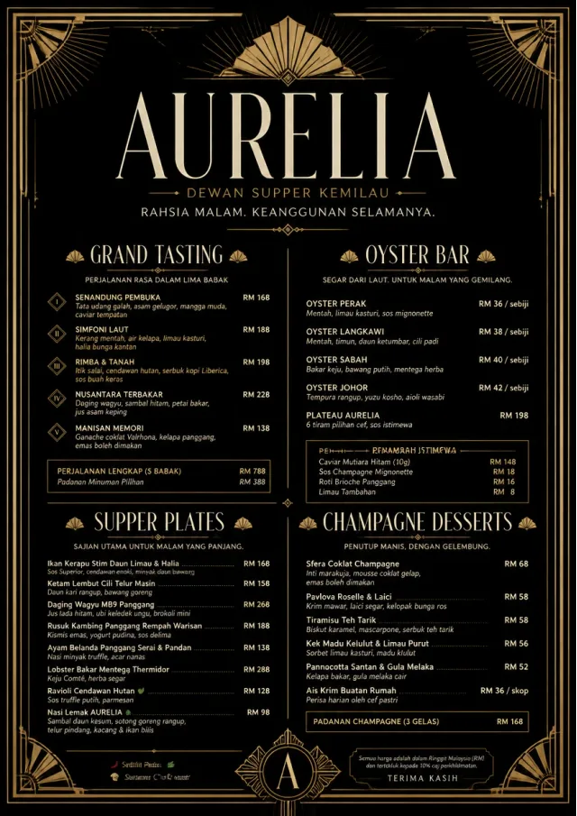 Art Deco Glamour fancy-menu menu template preview