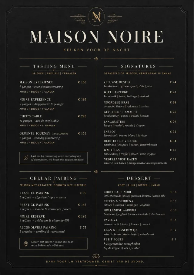 Matte Black Luxury fancy-menu menu template preview