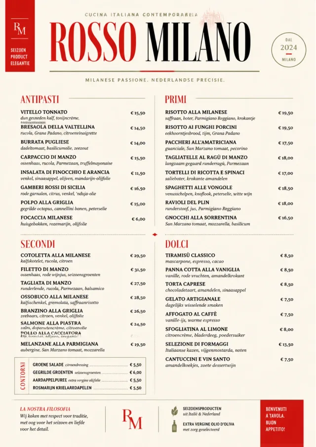 Milanese Modern fancy-menu menu template preview