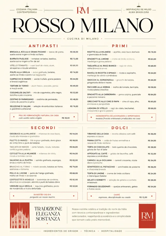 Milanese Modern fancy-menu menu template preview
