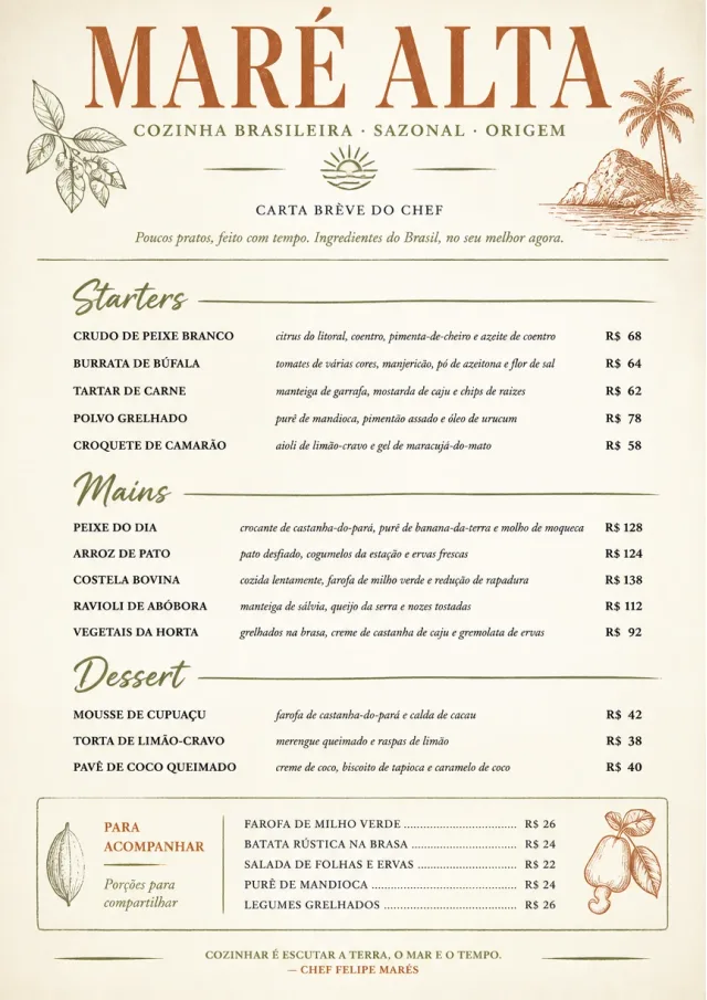 Chef Carte Brève fancy-menu menu template preview