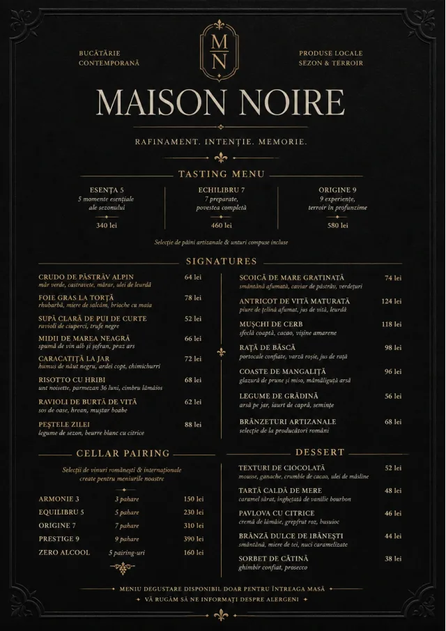 Matte Black Luxury fancy-menu menu template preview
