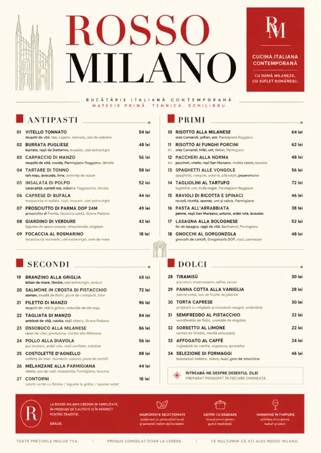 Milanese Modern fancy-menu menu template preview