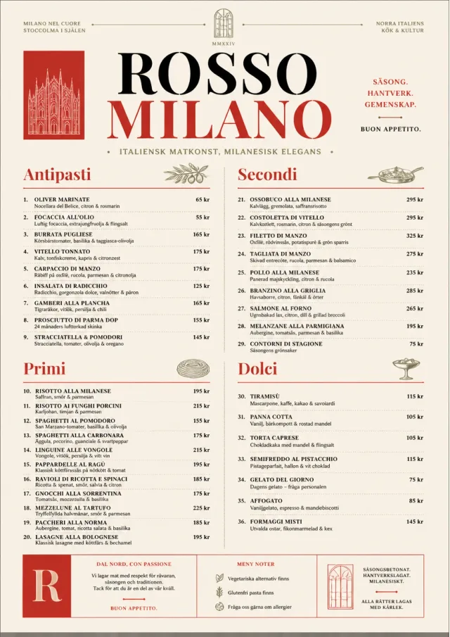 Milanese Modern fancy-menu menu template preview