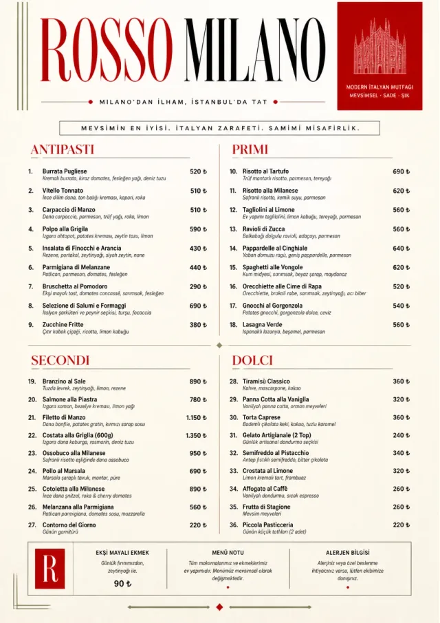 Milanese Modern fancy-menu menu template preview
