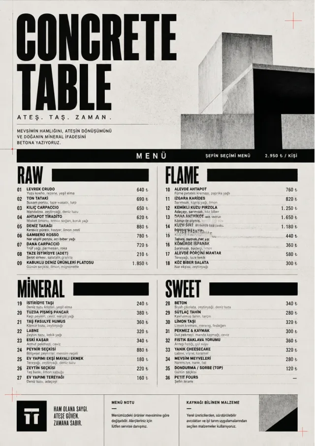 Monochrome Brutalism fancy-menu menu template preview