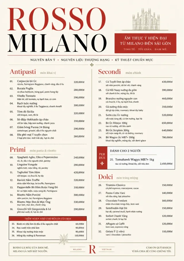 Milanese Modern fancy-menu menu template preview