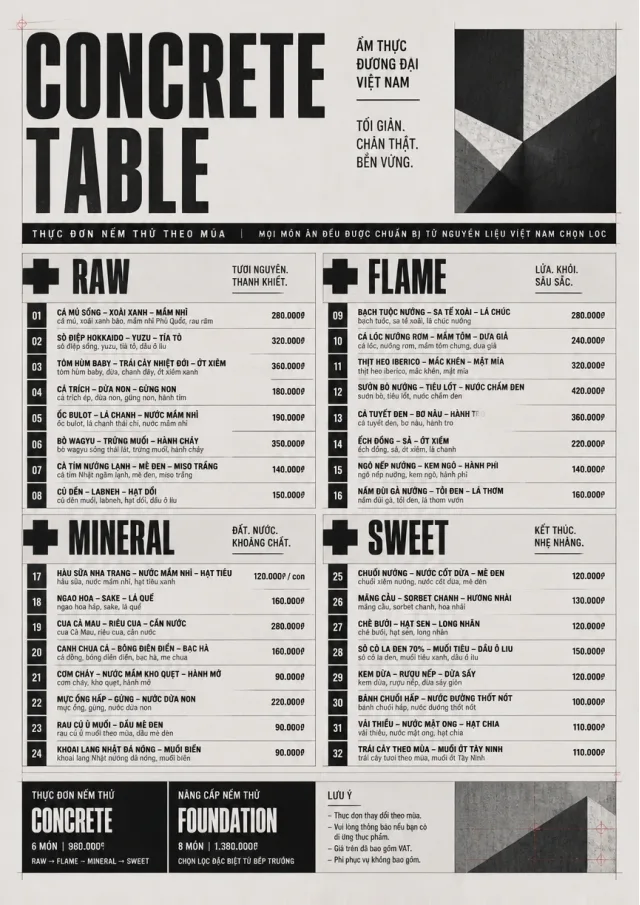 Monochrome Brutalism fancy-menu menu template preview