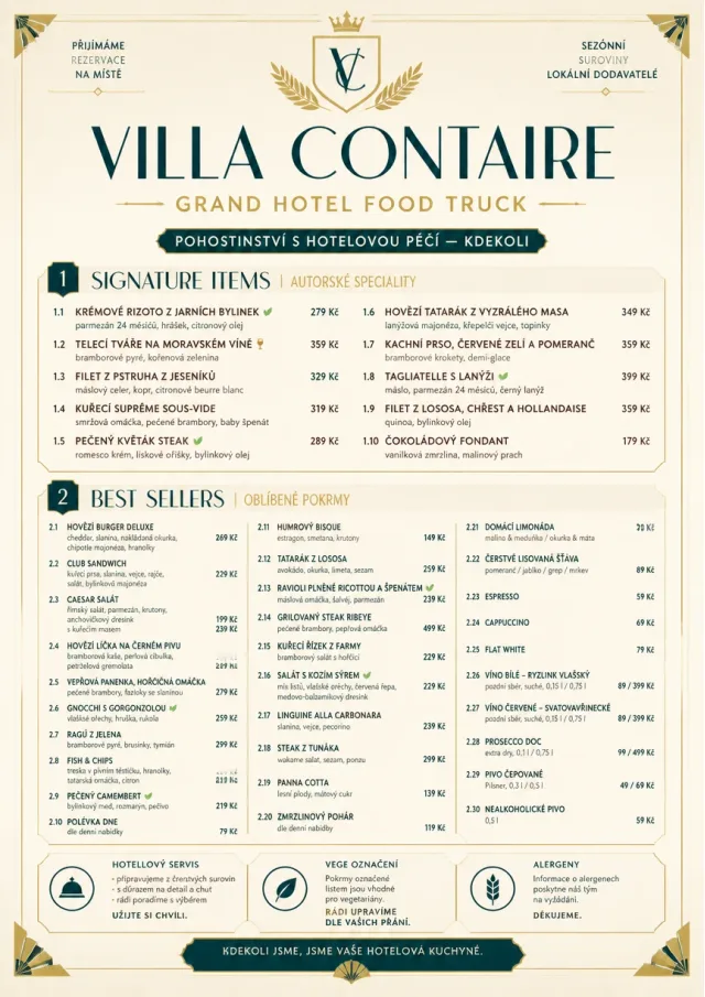 Grand Hotel Classic food-truck-menu menu template preview