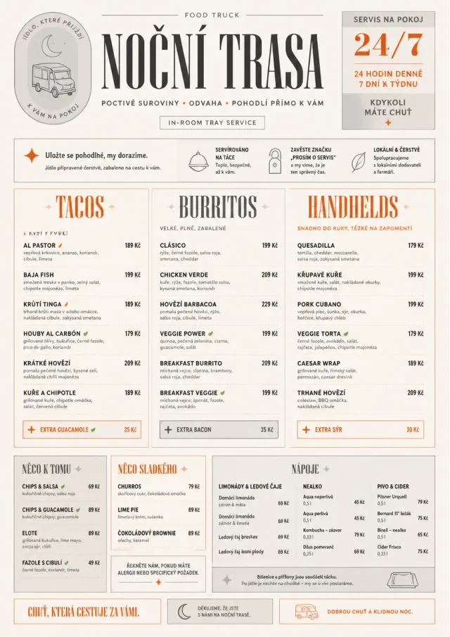In-Room Tray Service food-truck-menu menu template preview