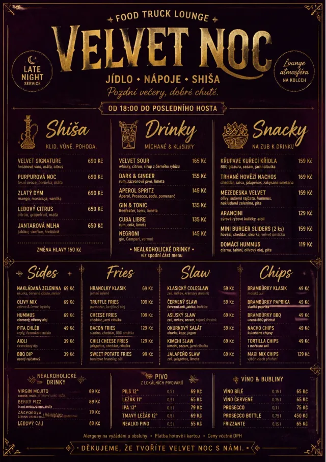 Lounge Velvet food-truck-menu menu template preview