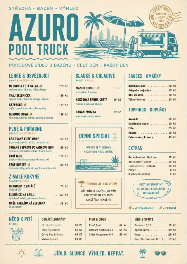 Resort Poolside food-truck-menu menu template preview