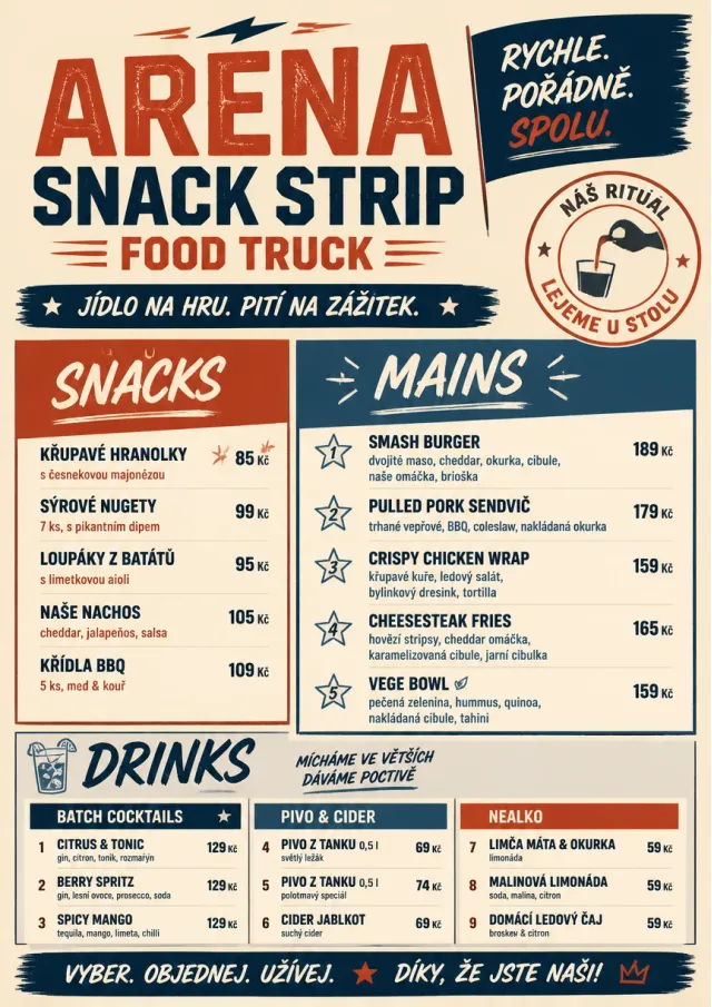 Arena Snack Strip food-truck-menu menu template preview