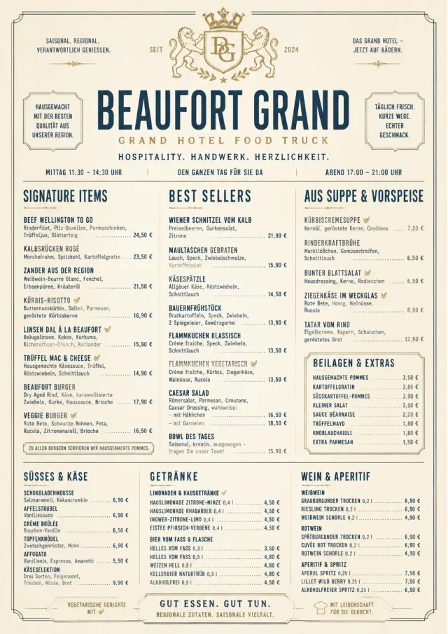 Grand Hotel Classic food-truck-menu menu template preview