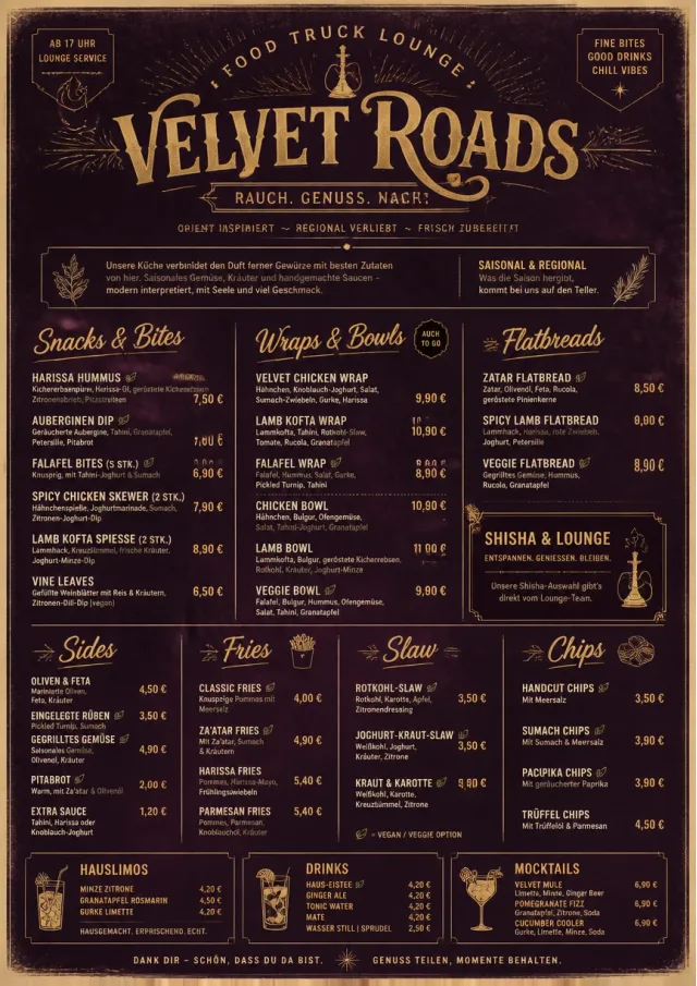 Lounge Velvet food-truck-menu menu template preview