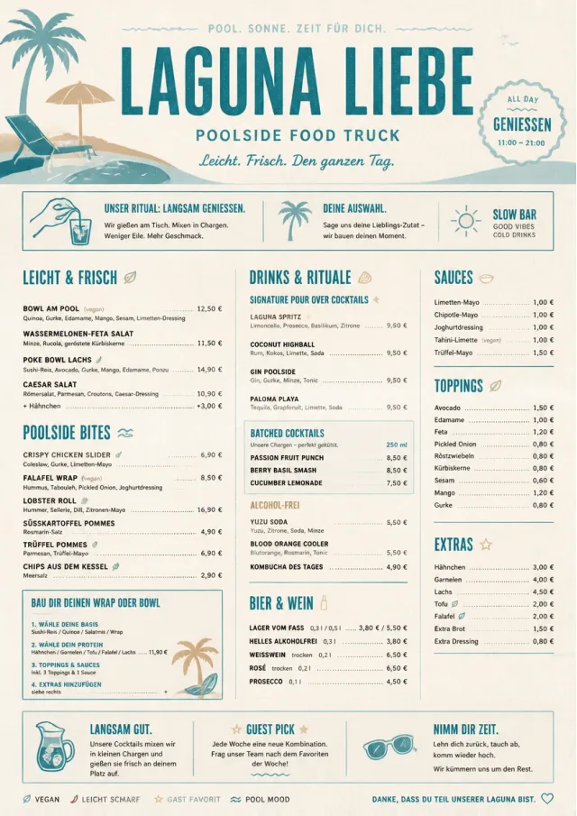 Resort Poolside food-truck-menu menu template preview