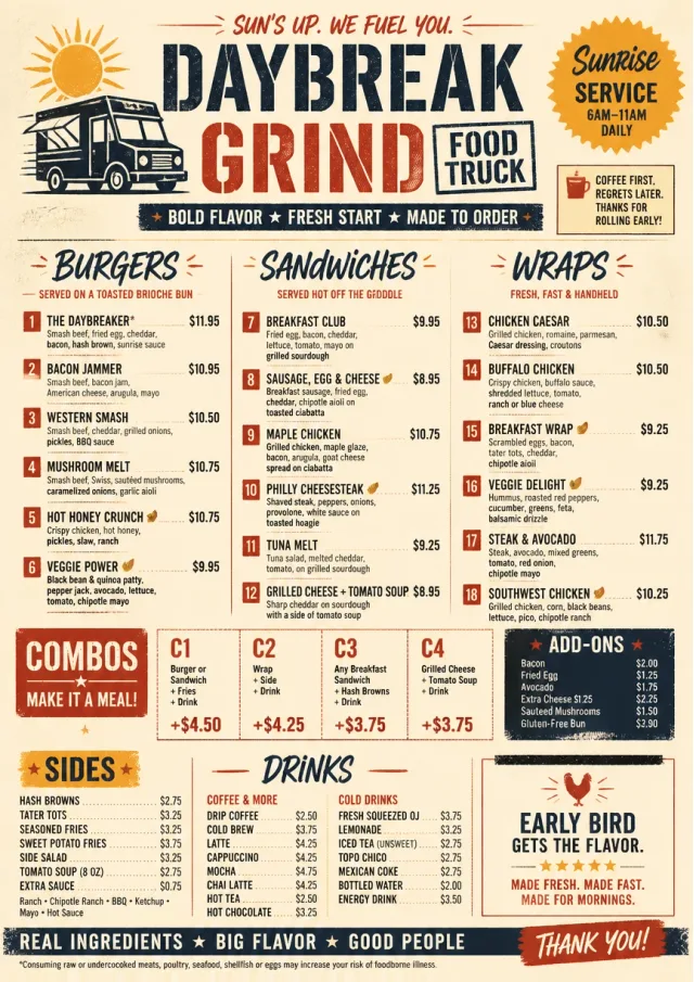 Food Truck Bold food-truck-menu menu template preview