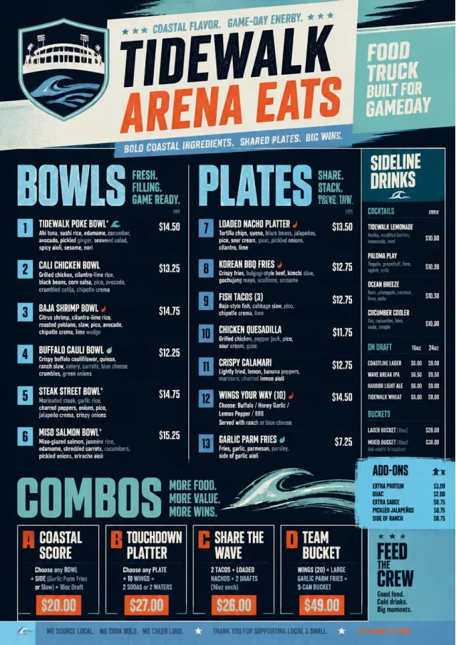 Sports Arena Energy food-truck-menu menu template preview