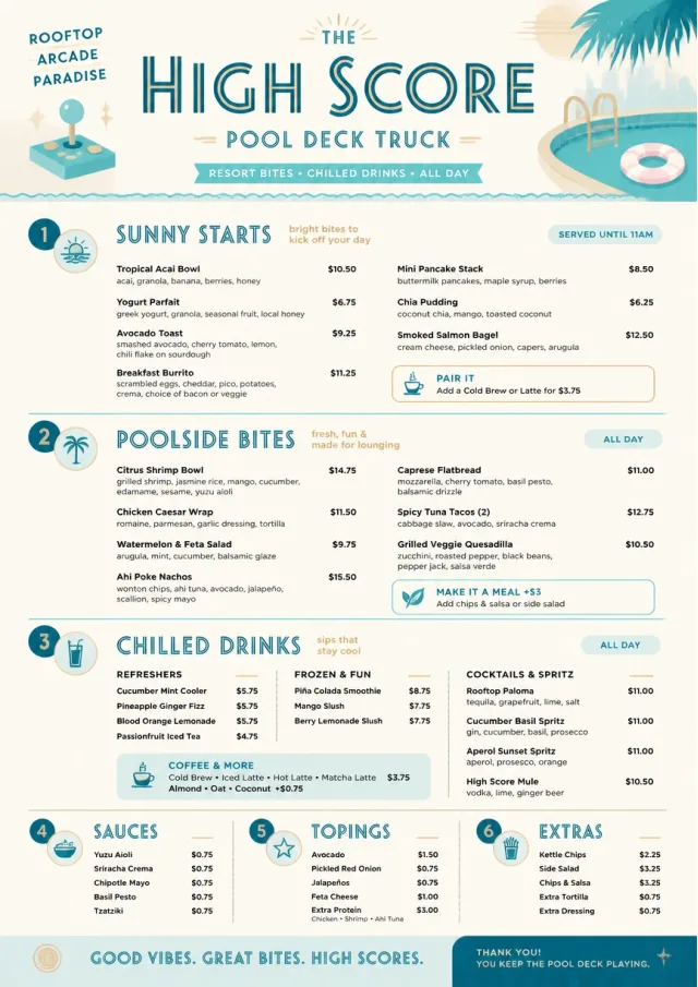 Resort Poolside food-truck-menu menu template preview