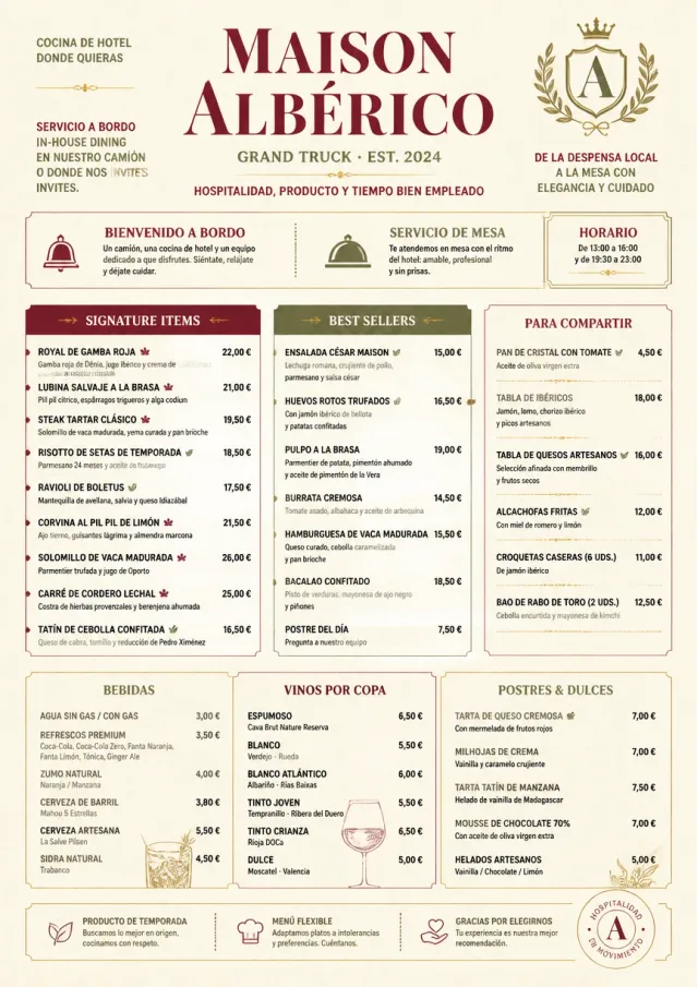 Grand Hotel Classic food-truck-menu menu template preview