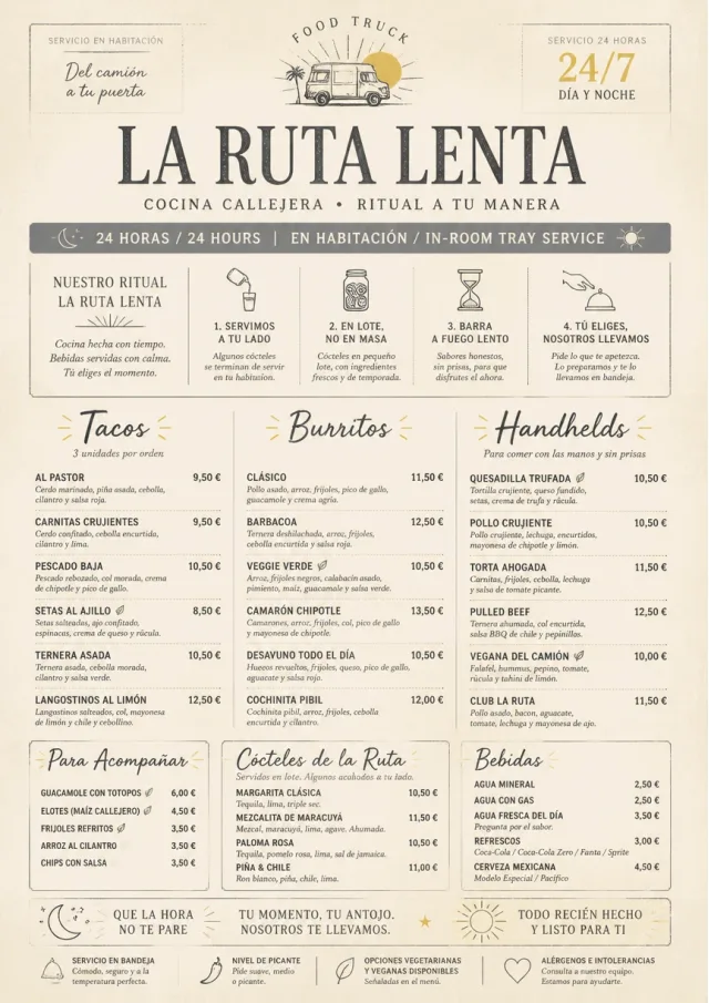 In-Room Tray Service food-truck-menu menu template preview