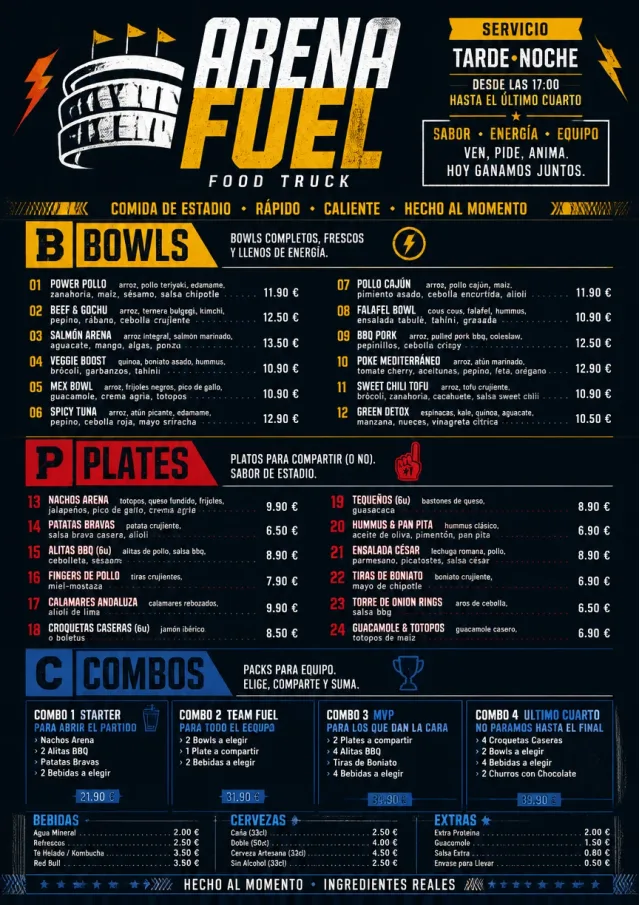 Sports Arena Energy food-truck-menu menu template preview