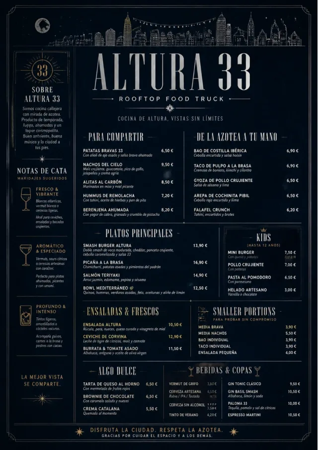 Rooftop Skyline food-truck-menu menu template preview