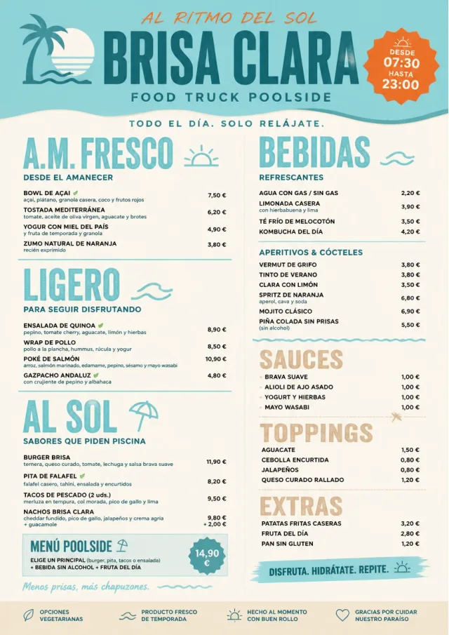 Resort Poolside food-truck-menu menu template preview