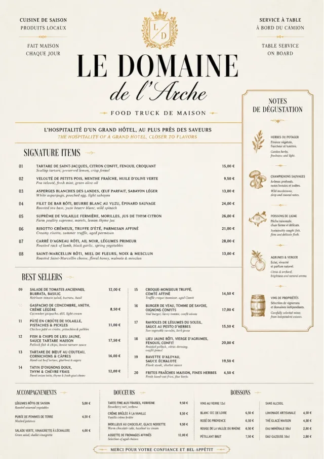 Grand Hotel Classic food-truck-menu menu template preview