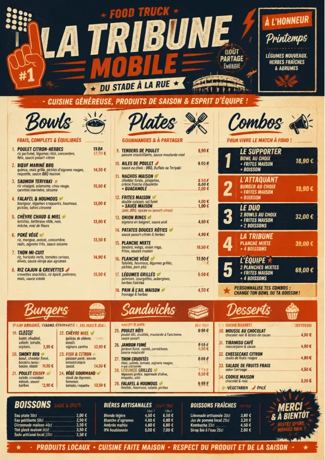 Sports Arena Energy food-truck-menu menu template preview