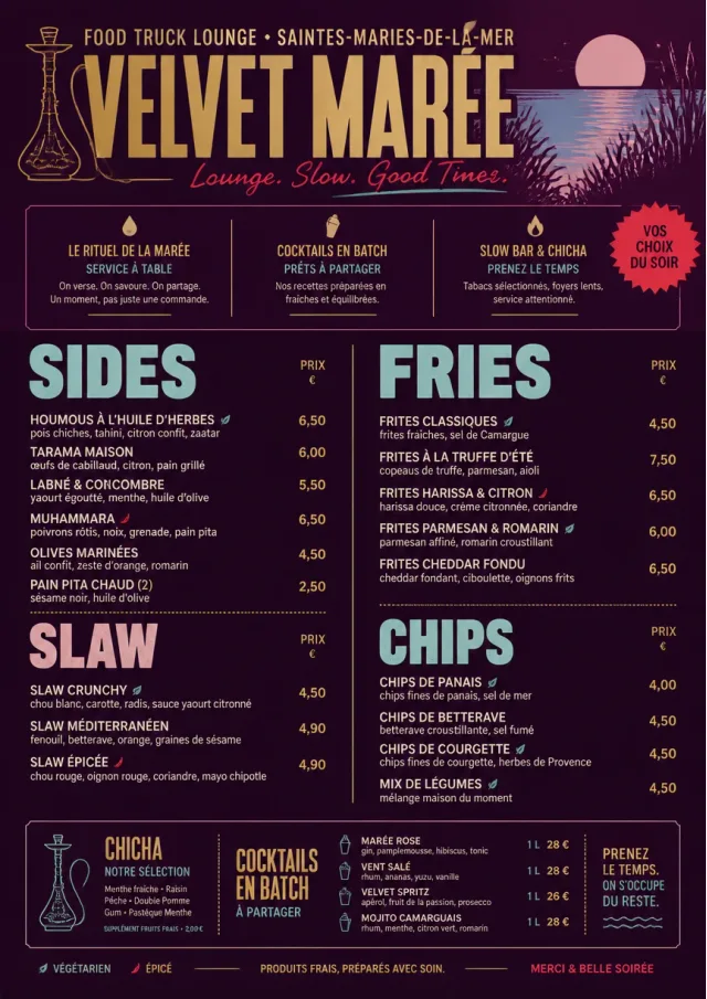 Lounge Velvet food-truck-menu menu template preview