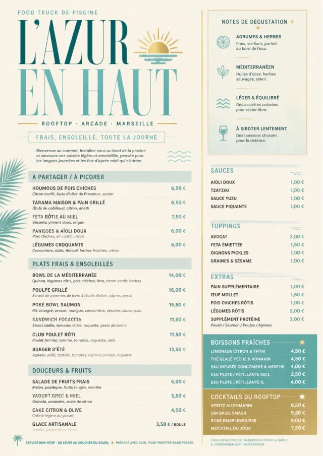 Resort Poolside food-truck-menu menu template preview