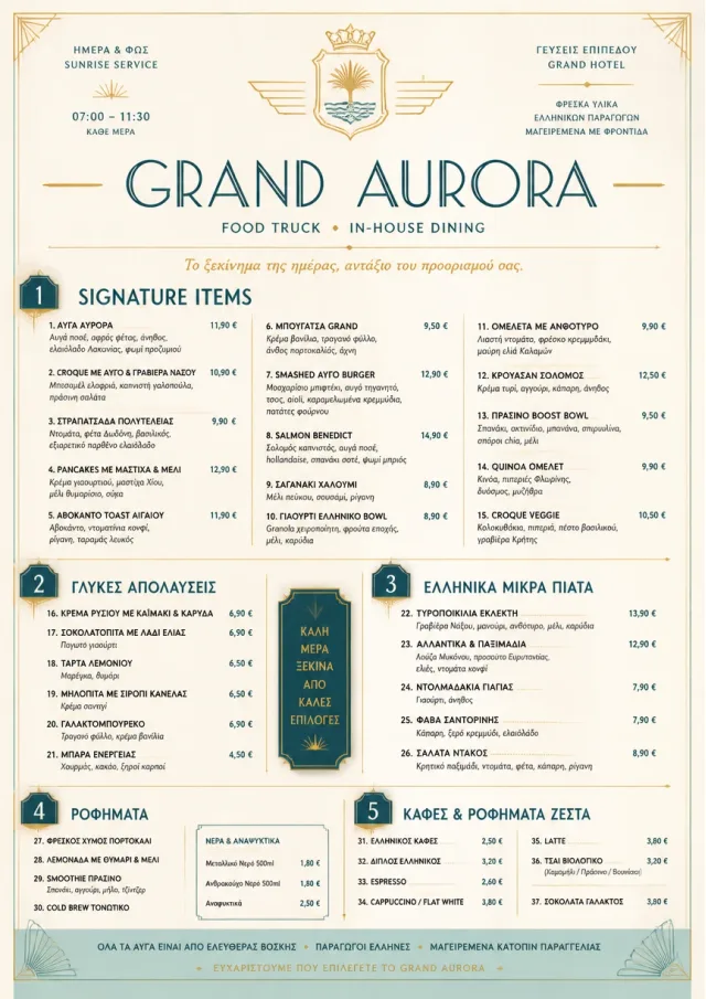 Grand Hotel Classic food-truck-menu menu template preview