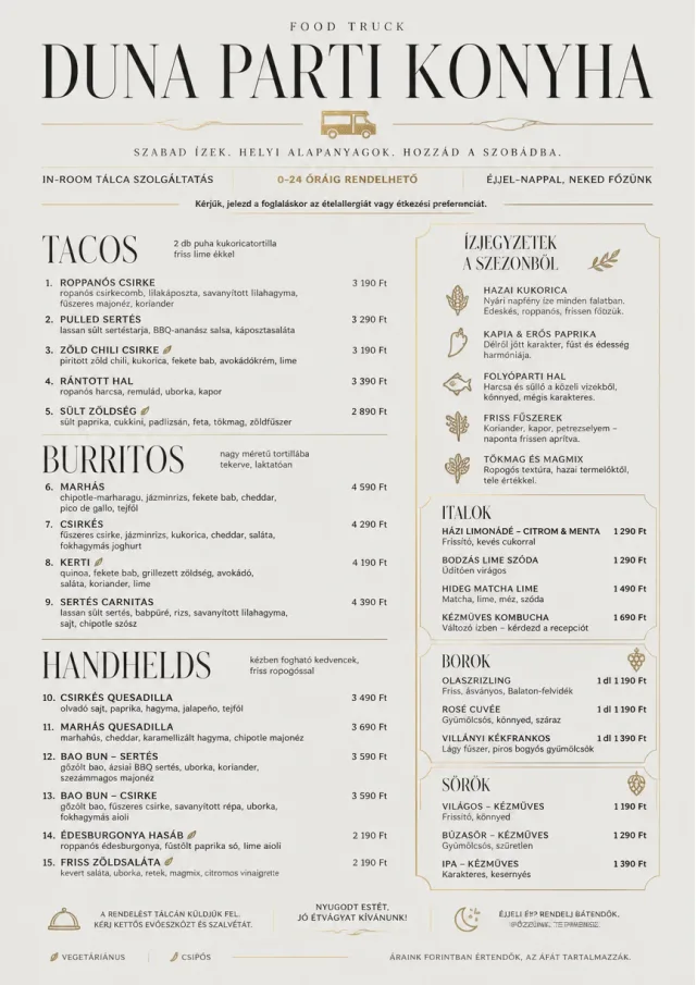 In-Room Tray Service food-truck-menu menu template preview