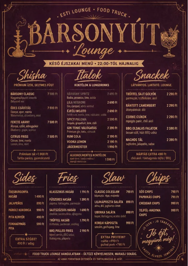 Lounge Velvet food-truck-menu menu template preview