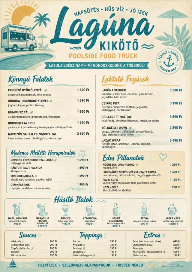 Resort Poolside food-truck-menu menu template preview