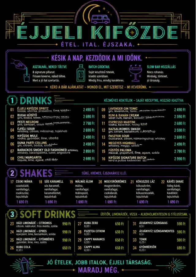 Late Night Service food-truck-menu menu template preview
