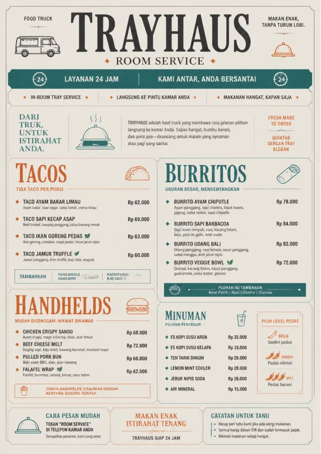 In-Room Tray Service food-truck-menu menu template preview