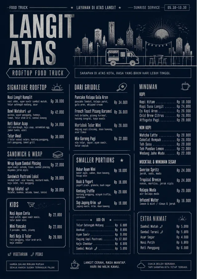 Rooftop Skyline food-truck-menu menu template preview