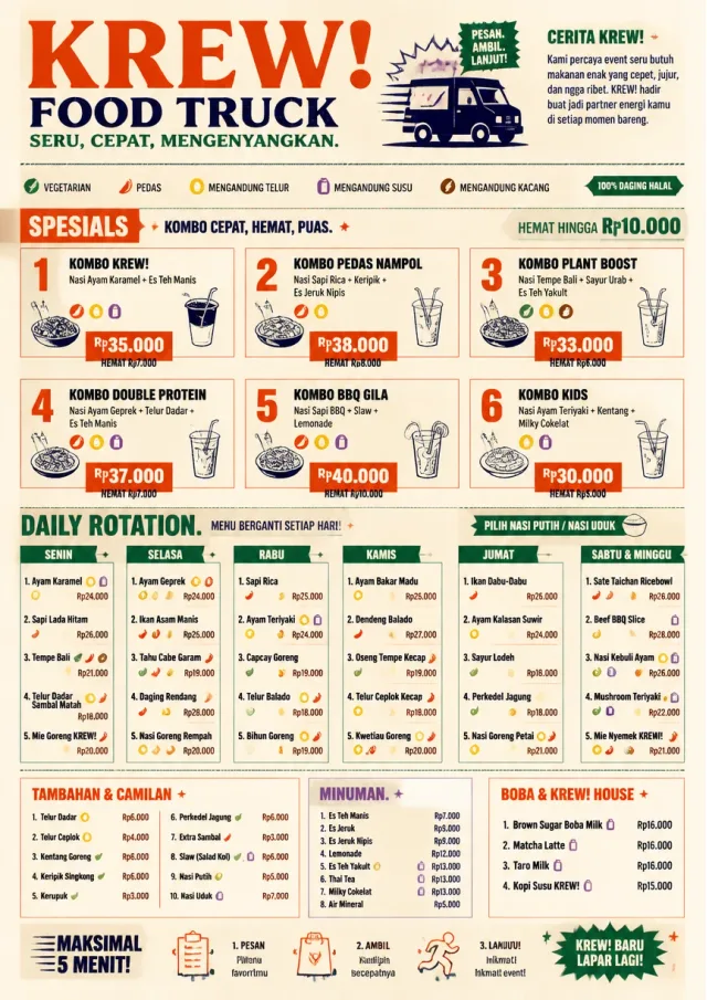 Convention Quick food-truck-menu menu template preview