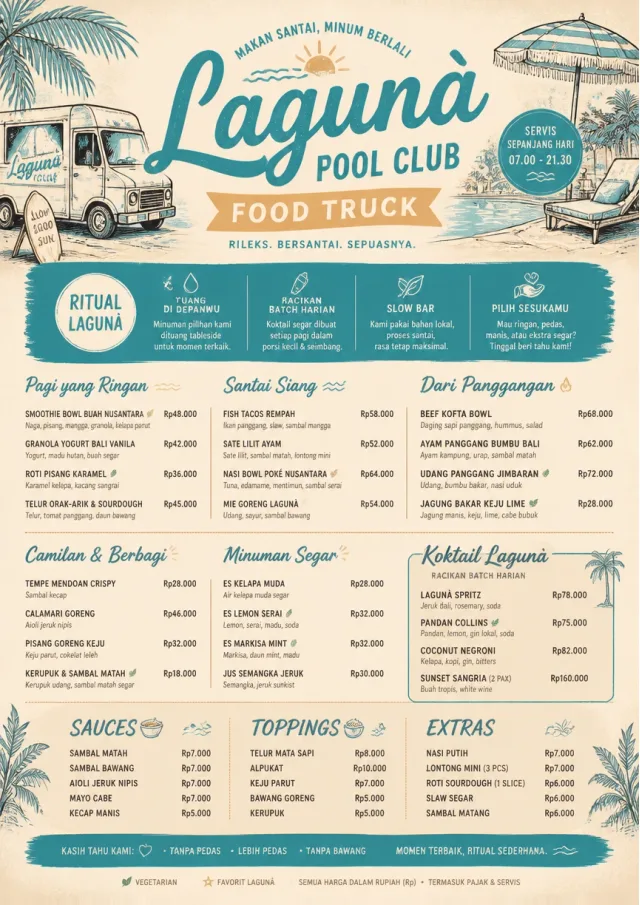 Resort Poolside food-truck-menu menu template preview