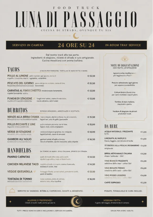 In-Room Tray Service food-truck-menu menu template preview