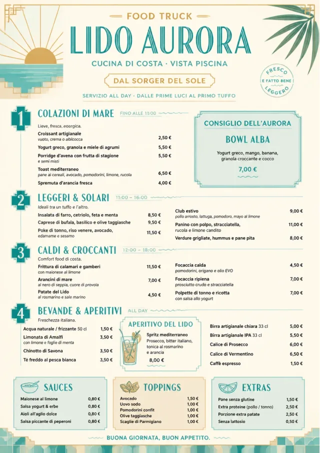 Resort Poolside food-truck-menu menu template preview