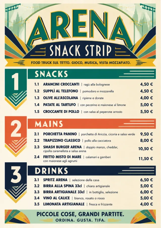 Arena Snack Strip food-truck-menu menu template preview