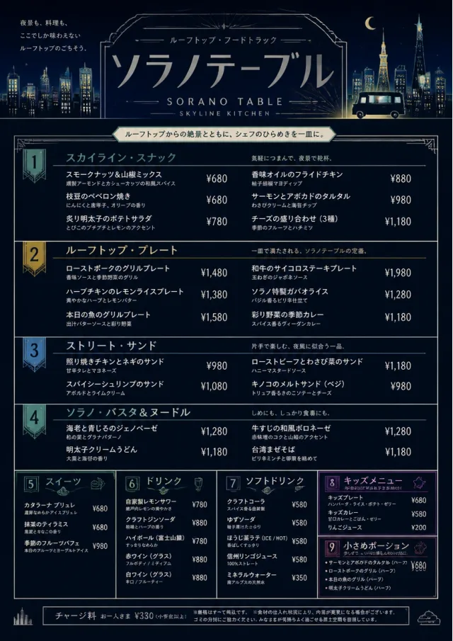 Rooftop Skyline food-truck-menu menu template preview