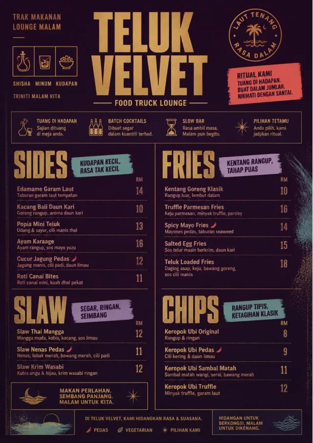 Lounge Velvet food-truck-menu menu template preview
